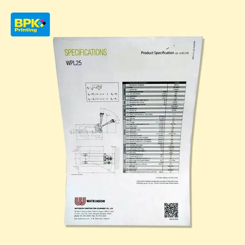แผ่นพับสเปคสินค้าเครื่องจักร WPL25 จากบริษัท Watkinson พร้อมรายละเอียดเชิงเทคนิคและแบบแปลนเครื่องจักร พิมพ์ด้วยคุณภาพสูงโดย บีพีเค พริ้นติ้ง โรงพิมพ์ครบวงจรคุณภาพเยี่ยม