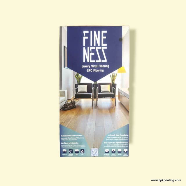 แผ่นพับประชาสัมพันธ์สินค้าพื้นไวนิลลายไม้ Fineness Luxury Vinyl Flooring และ SPC Flooring พิมพ์ด้วยระบบคุณภาพสูงโดย บีพีเค พริ้นติ้ง โรงพิมพ์ครบวงจรอันดับ 1