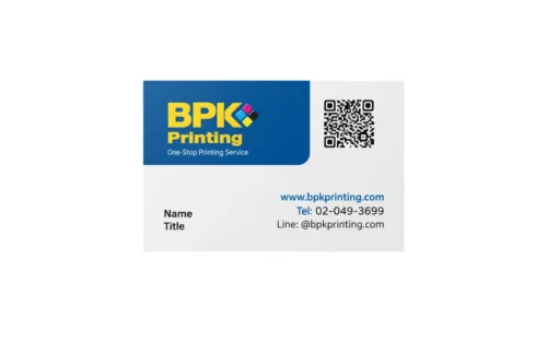 นามบัตรบริษัทดีไซน์เรียบหรูพิมพ์โลโก้สีพิเศษพร้อม QR Code