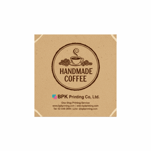 สติ๊กเกอร์กระดาษคราฟท์สีน้ำตาลพิมพ์ลายกาแฟแนวรักษ์โลก รับพิมพ์สติ๊กเกอร์กระดาษคราฟท์