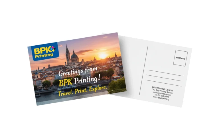 รับพิมพ์โปสการ์ด โปสการ์ดพิมพ์ภาพทิวทัศน์ต่างประเทศพร้อมโลโก้ BPK Printing ใช้สำหรับส่งข้อความหรือของที่ระลึก