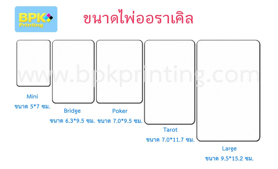 ขนาดไพ่ออราเคิลโรงพิมพ์