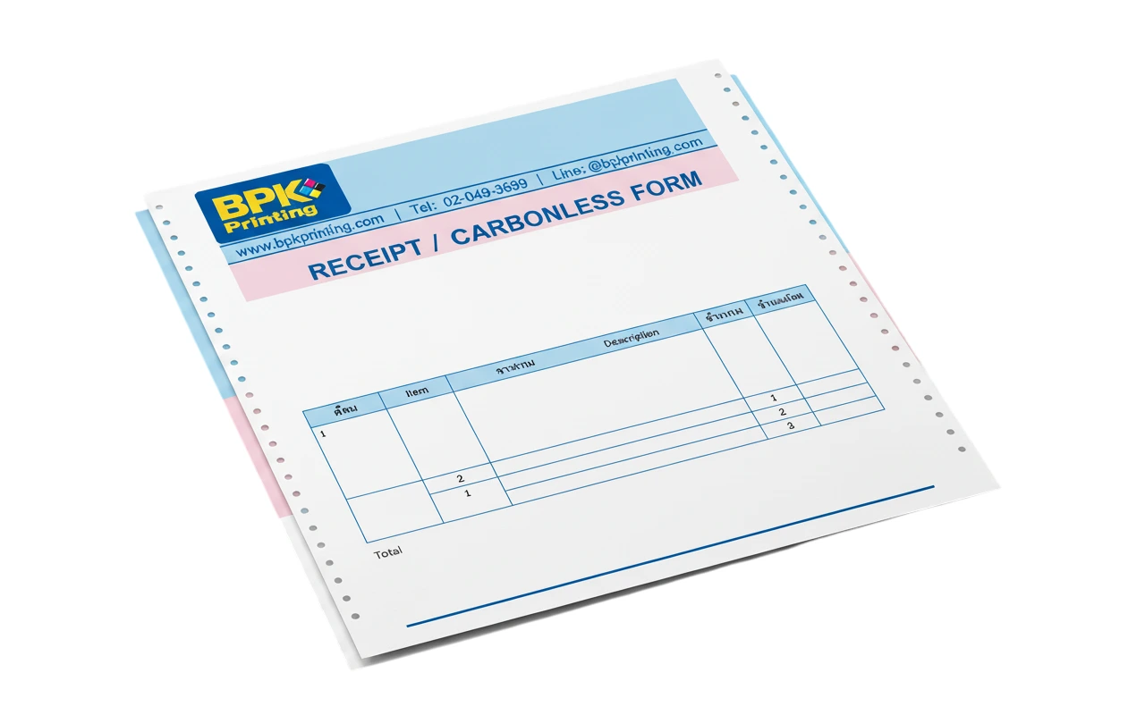 สมุดบิลใบเสร็จคาร์บอนในตัวพิมพ์ข้อมูลบริษัทพร้อมใช้งาน รับพิมพ์บิลต่อเนื่อง-แบบฟอร์มเคมีในตัว